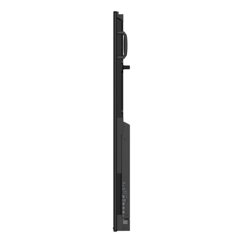 Side profile view of the ViewSonic ViewBoard IFP8663 86 inch interactive display showing panel depth and connectivity ports for classroom and meeting room setups
