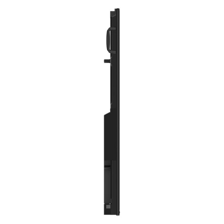 Slim side profile of the ViewSonic ViewBoard IFP8663 86 inch interactive display, highlighting the bezel-less 4K design built for boardrooms and classrooms