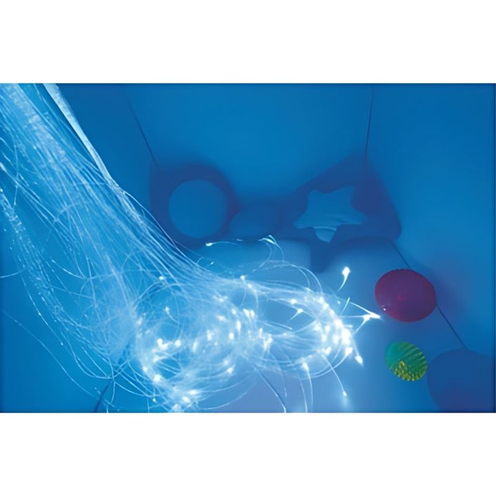 Wesco Sensory Cabin with blue ambient lighting showing the soft vinyl foam walls and enclosed sensory environment of this dismantlable flat-pack sensory cabin for classrooms