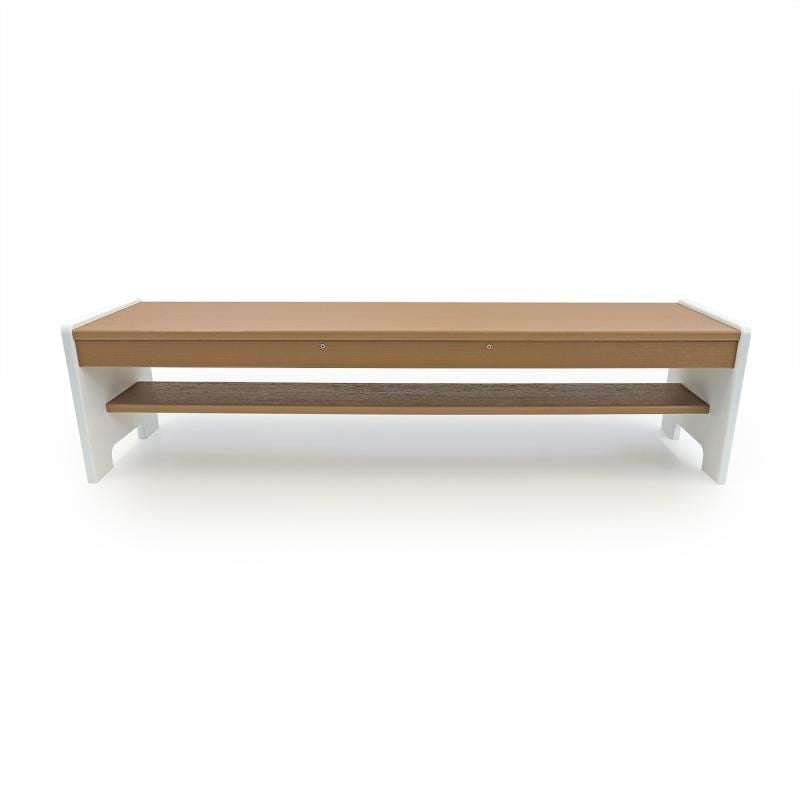 Whitney Brothers outdoorED outdoor classroom bench in portrait view, highlighting weatherproof HDPE construction and polar white panel detail