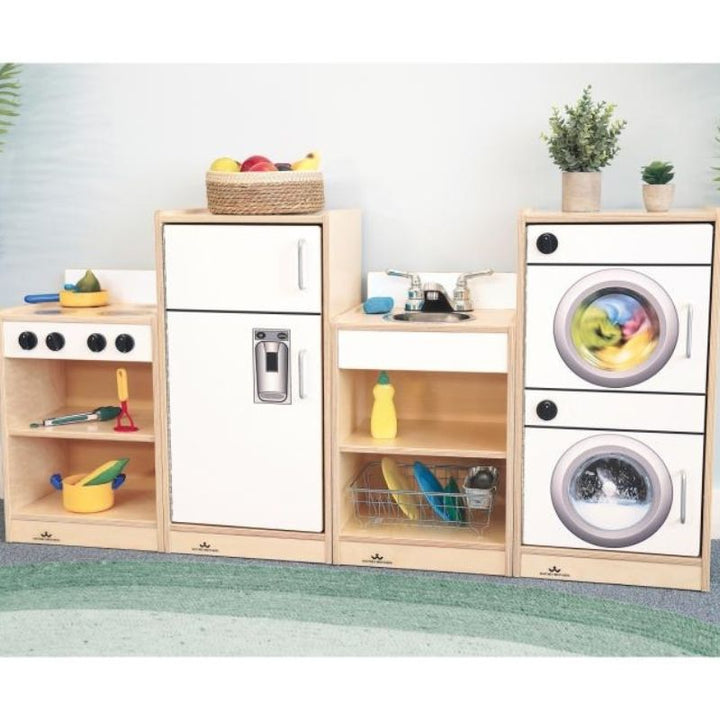 Whitney Brothers Let's Play Toddler Kitchen Ensemble Natural close detail view - please confirm this image shows the Natural (WB2070) variant before publishing this alt text