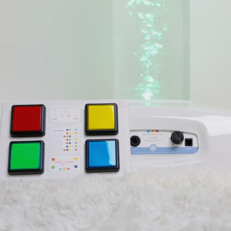 TFH Wireless Bubble Tube 4-button colour controller and receiver, showing cordless control for a sensory room bubble tube
